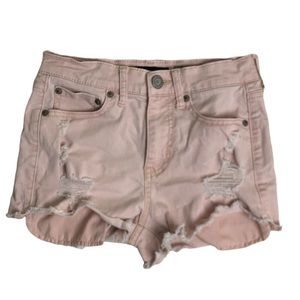 Aeropostale Women Shorts Size 0 Pink Distressed High Waisted Shorty
